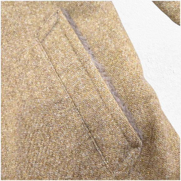 Vintage 50s Mustard Brown Mighty-Mac Fisherman Wool Coat Fur Collar Size 40 USA - Picture 12 of 16